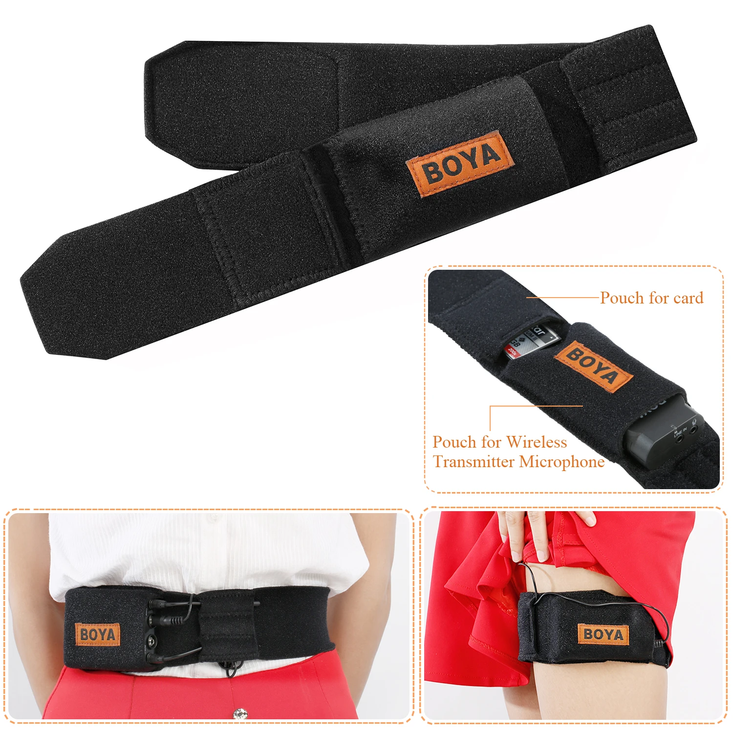 BOYA BY-MB2 2pcs Professional 610mm Dual Belts Set Bodypack Carrier Straps for Hiding Wireless Condenser Microphone Transmitter