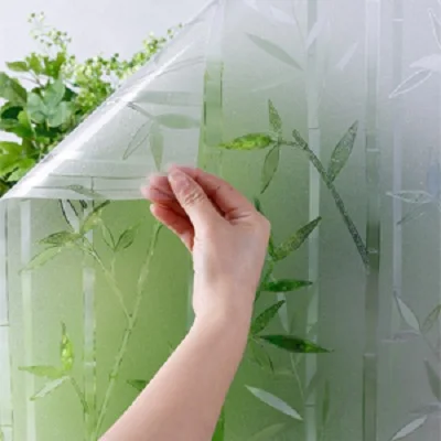 

150cm Length Static Cling Window Film Bamboo Privacy Protection Reusable Decorative Glass Foil For Home Office Market Restaurant