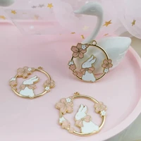 lizz 10pcs flowers rabbit enamel charms cartoon warrior metal pendants handmade craft earring diy jewelry making gifts