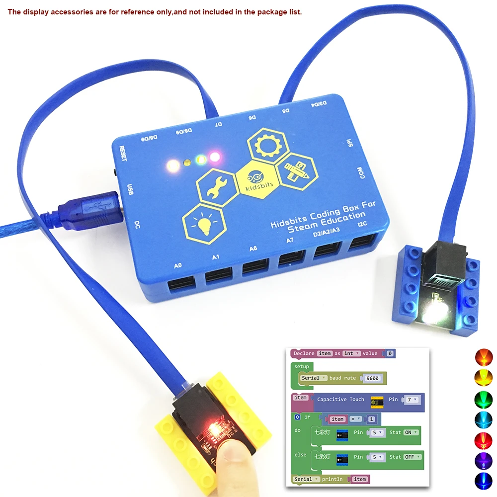 Kidsbits блоки кодирование 7 цветов Мерцающий СВЕТОДИОДНЫЙ модуль семицветный