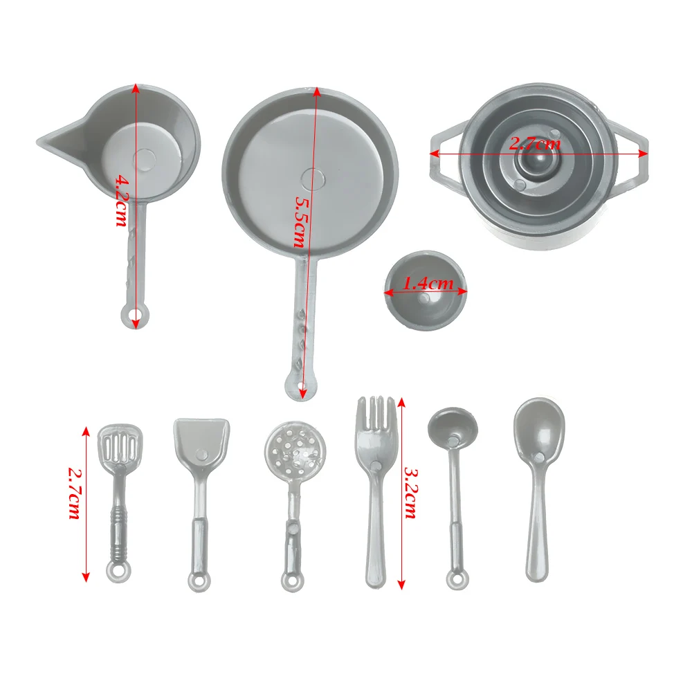 

10/11Pcs 1:12 Miniature Kitchenware Cookware Food Toys Pan Fork Pot Playing House Dollhouse Kitchen Dinnerware Model Accessories