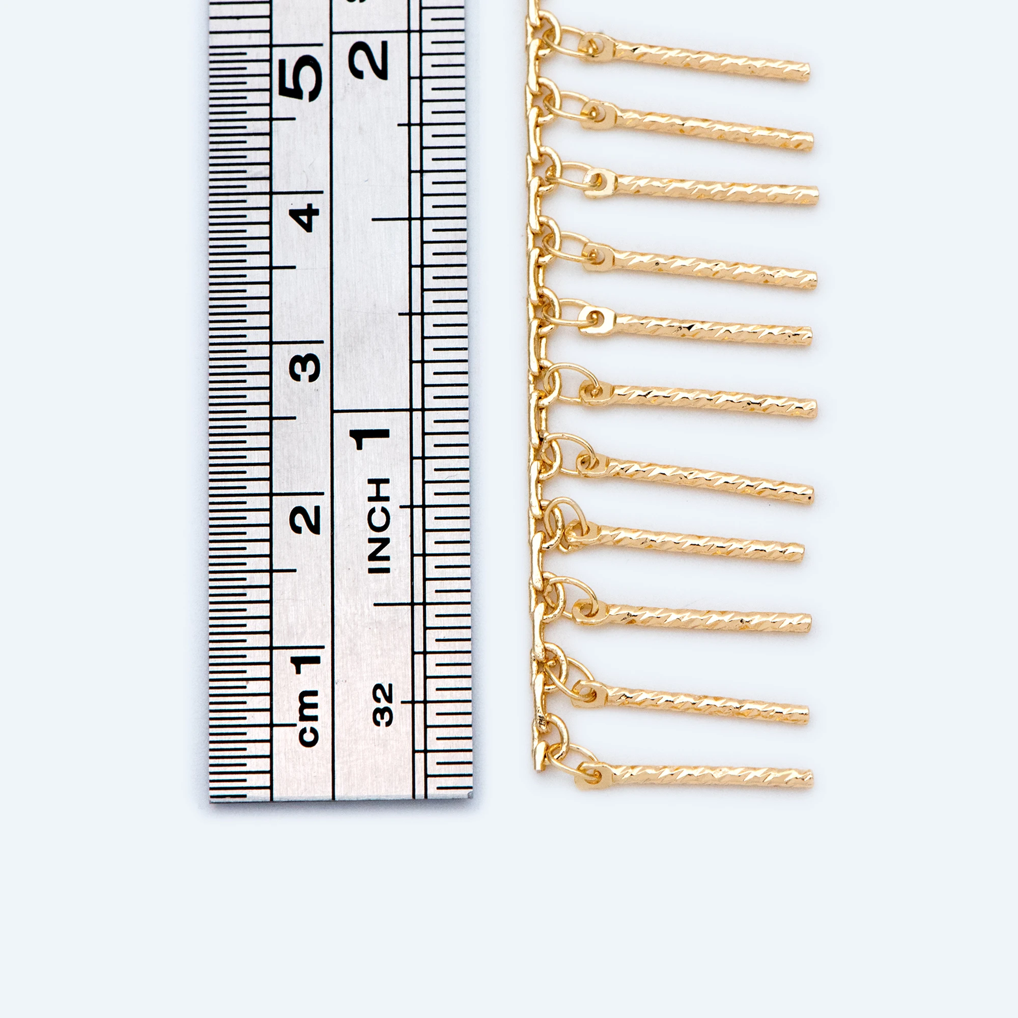 Gold Plated Brass Beaded Chains Link Chain with 15mm Stick Bar Beads Jewelry Craft Wholesale (#LK-194)/ 1 Meter=3.3 Ft | Украшения и