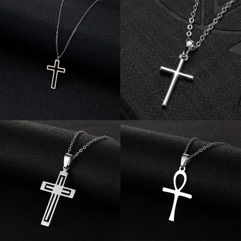 

Simple Fashion Cross Necklace Women Men Pendant Choker Clavicle Chain Couple Jewelry Party Girls Gifts Neck Accessories Collar