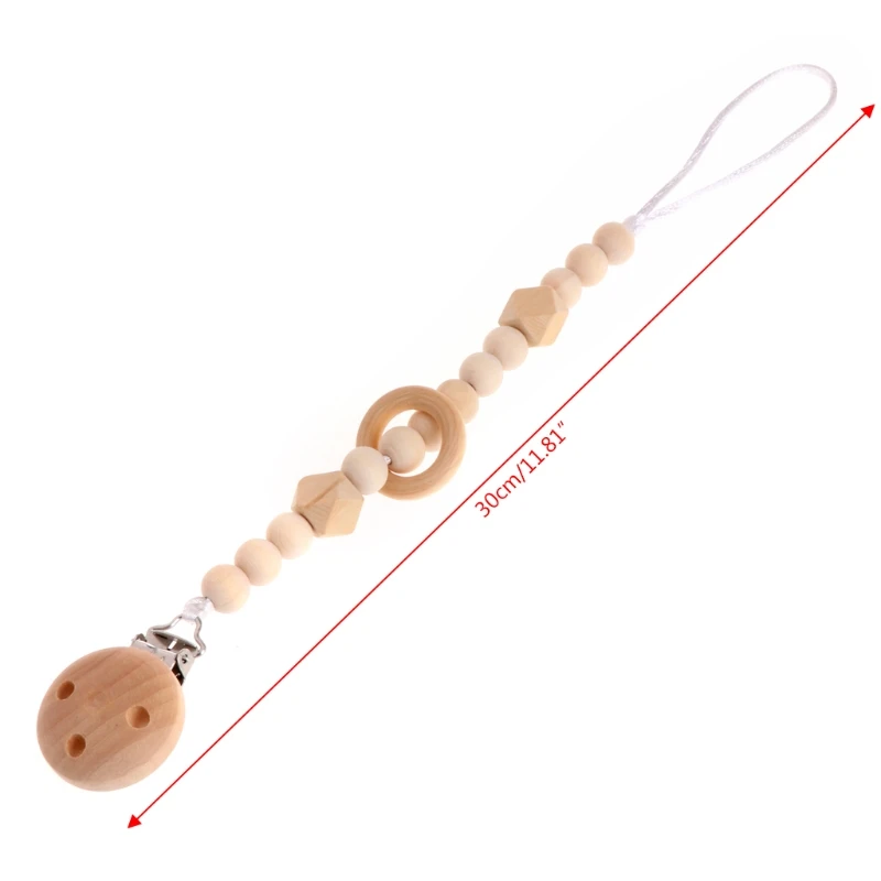 

Cute Baby Toddler Dummy Pacifier Soother Nipple Wooden Chain Clip Holder Gift