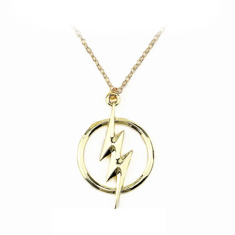 

Flash Lightning Logo Necklace Pendants Super hero Alloy metal Long chain Necklaces for Men omen Gift Car Souvenirs for Wholesale