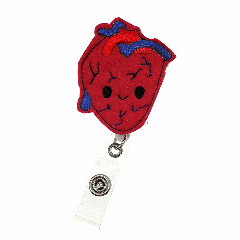 

Wholesale Red Heart Retractable Felt ID Badge Holder Reel