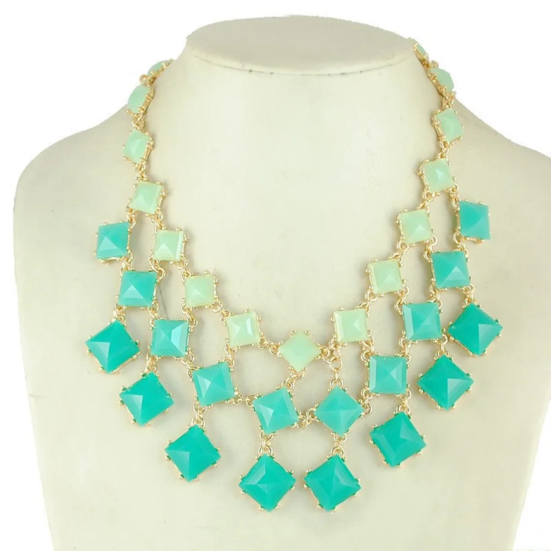 

Necklace European and American Jewelry FashionGradient Grid Tassel Necklace Short Necklace Diamond