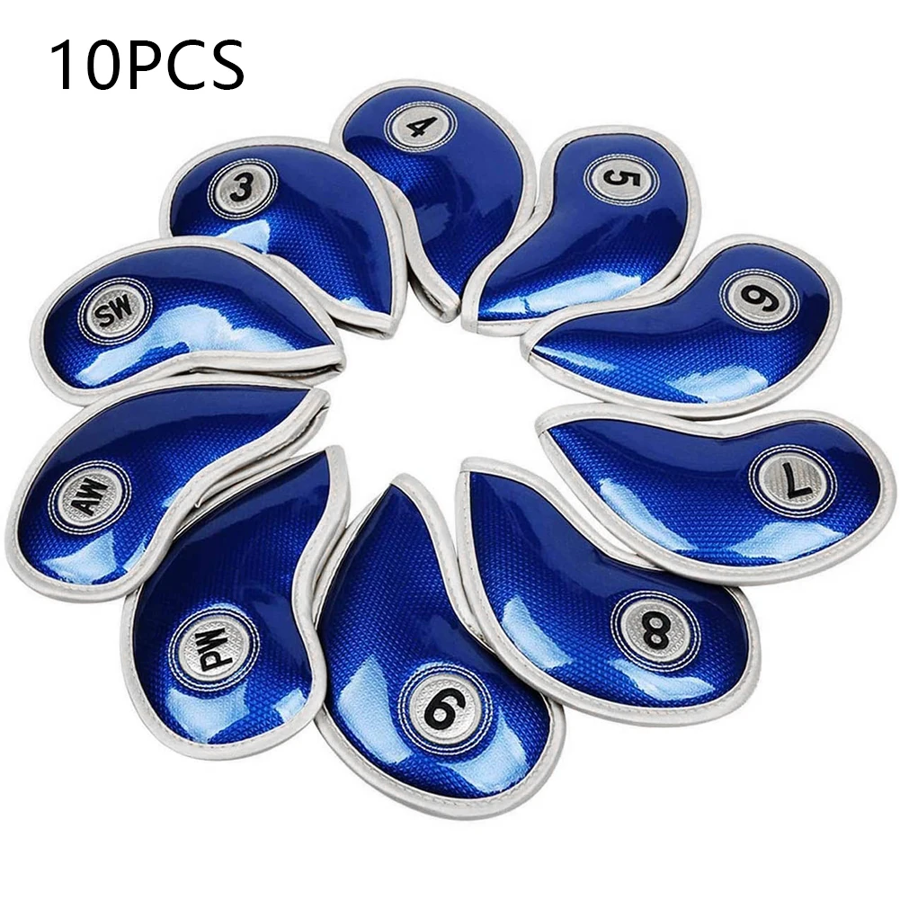 

10PCS Portable PU Waterproof Golf Club Iron Head Covers Headcovers Protector Golfs Head Cover Set With Numbers Fit All Brands