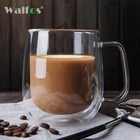 WALFOS двойной Кофе кружки с ручка чашки для напитков кофейная чашка с двойными стены Стекло Чай чашка креативный подарок для молока