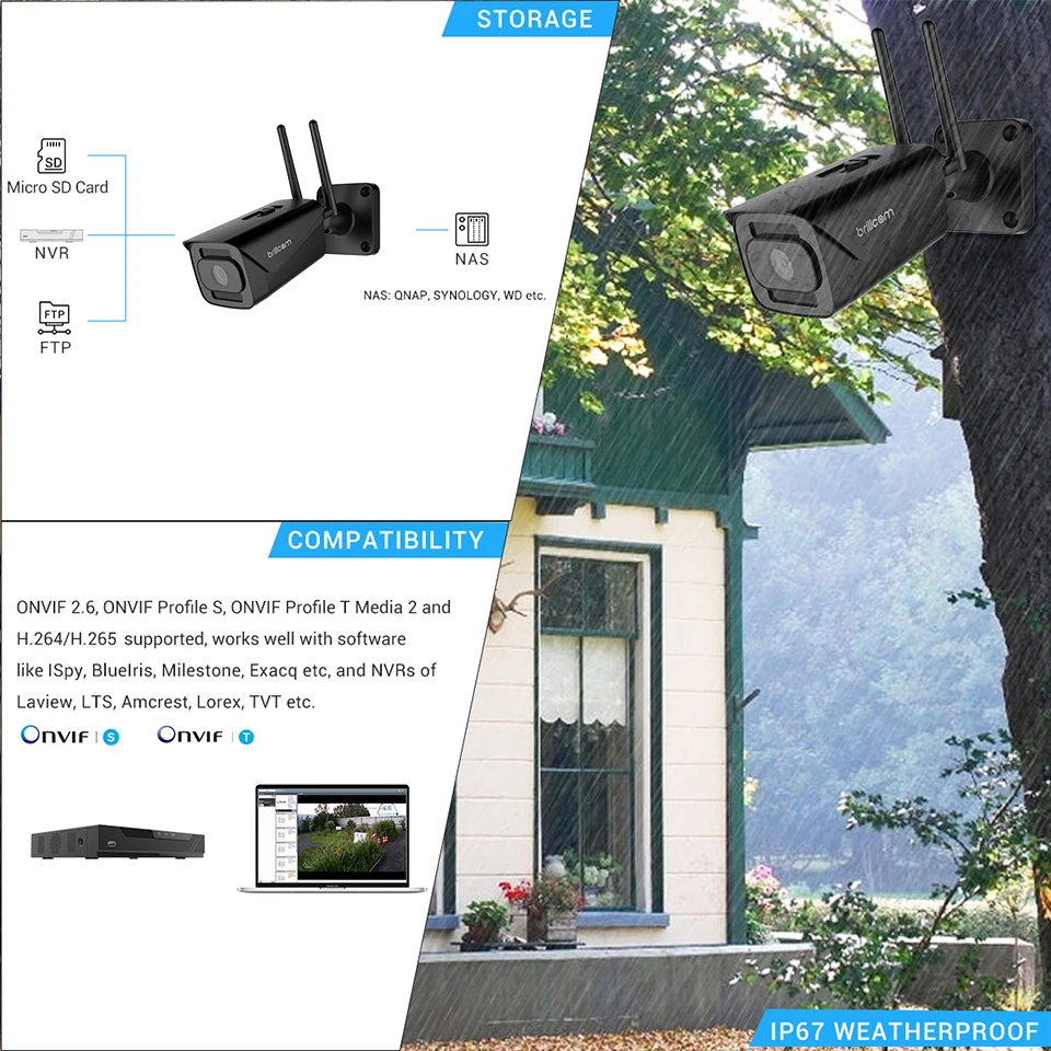 Brillcam 5MP WI FI IP Камера Беспроводной 2 4G/Wi Fi 5 ГГц инфракрасный Ночное видение
