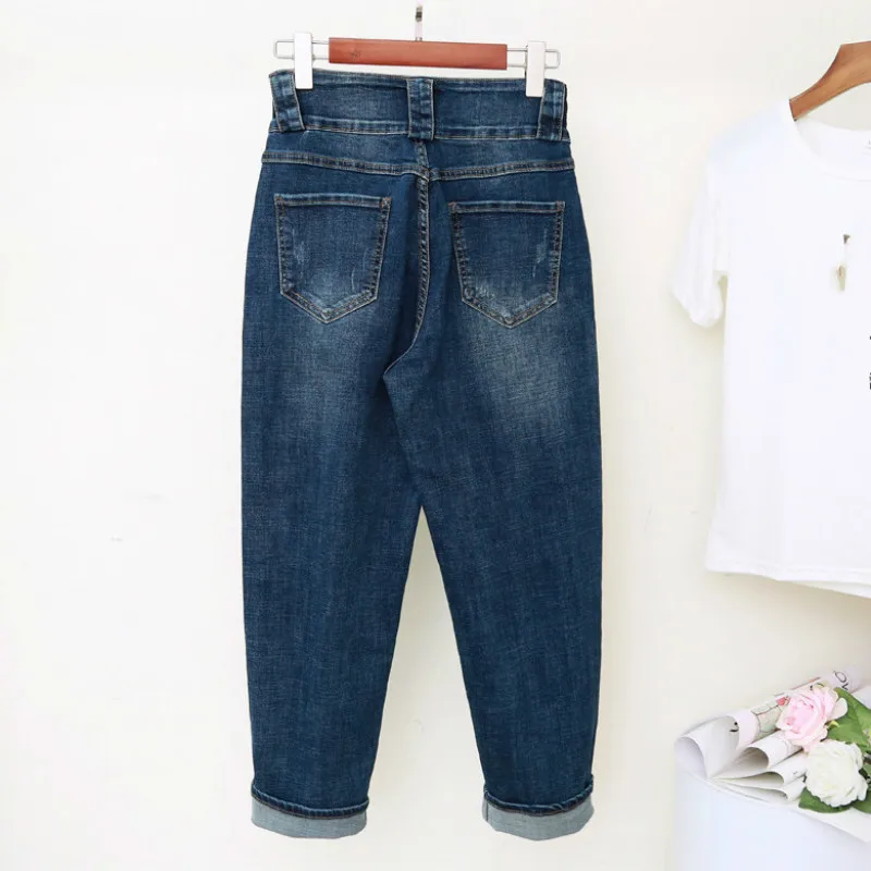 Spring Autumn Boyfriend Jeans For Women Blue High Waist Loose Denim Jeans Female Harem Pants Trousers vaqueros mujer 