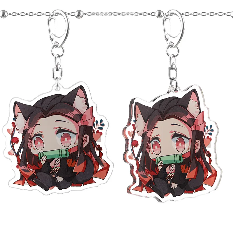 

Anime Demon Slayer Keychain Rengoku Kimetsu No Yaiba Acrylic Key Chain Cute Funny Cartoon Bag Pendant Keyring