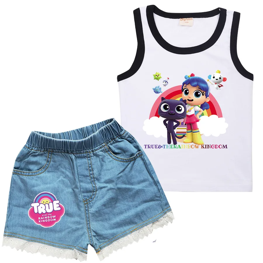 Милая повседневная одежда в стиле истины и радуги Детский комплект из жилета