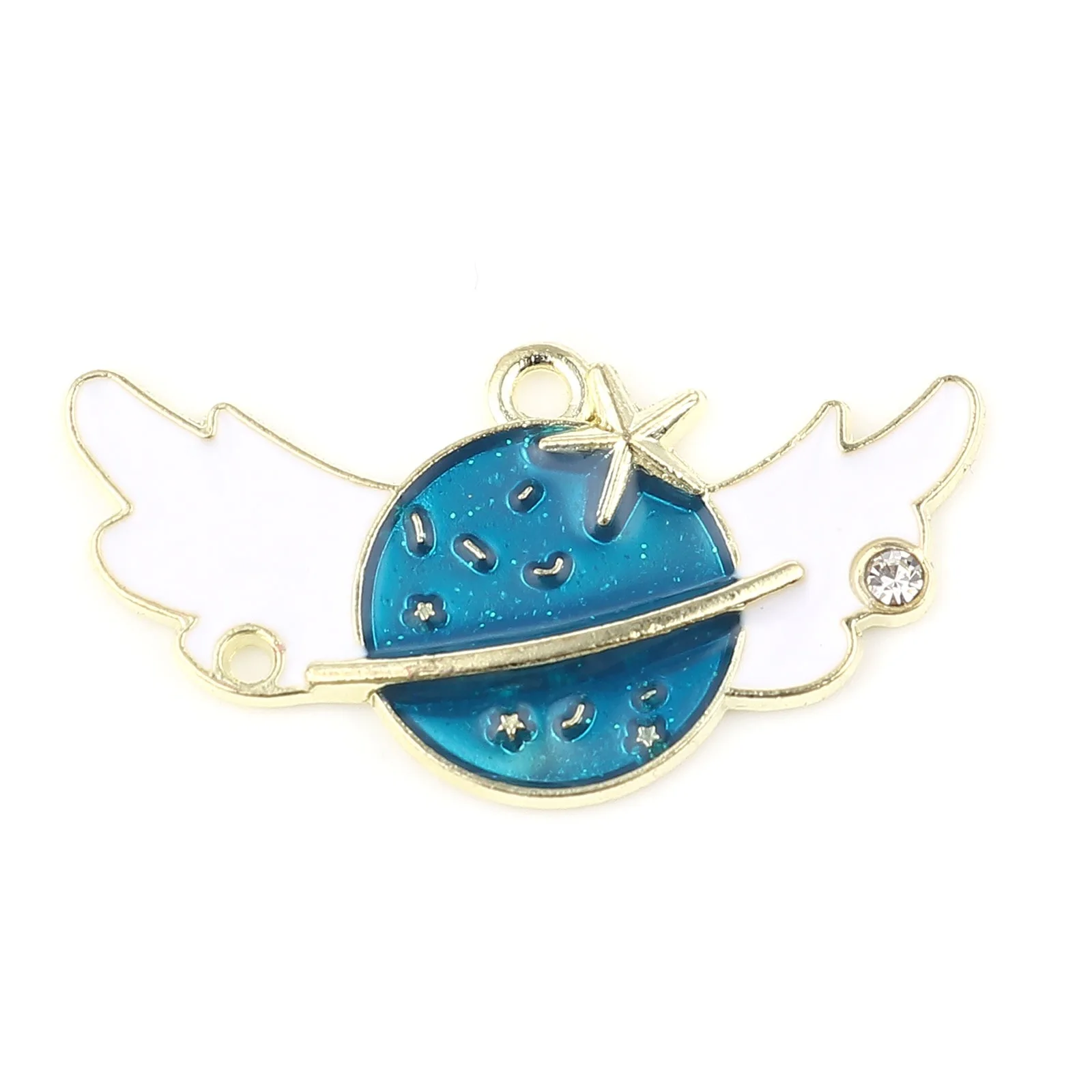 

10PCs Galaxy Series Pendants Charms For Jewelry Making Wing Orange Universe Planet Style Bracelet DIY Findings 3.4cm x 1.8cm