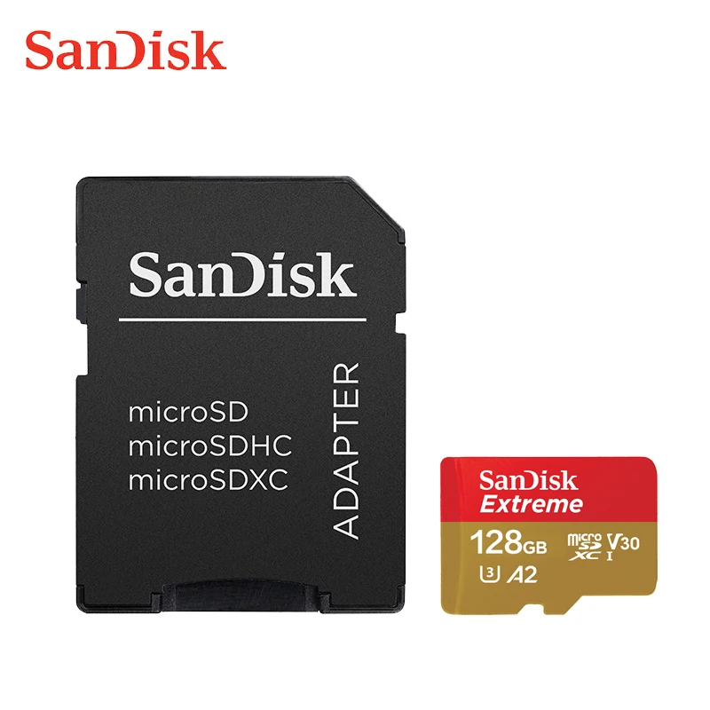 

Original SanDisk Extreme Micro SD Card 64GB 128GB 256GB Trans Flash Memory Card U3 A2 SDXC V30 TF Card Microsd For Phone/Camera