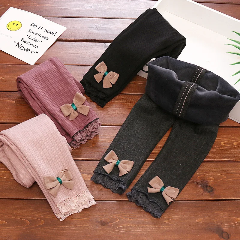 Плотные леггинсы для девочек на осень и зиму модные милые хлопковые бархатные