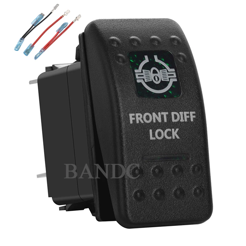 

Car Boat Marine FRONT DIFF LOCK Rocker Switch On-Off SPST Dual Green Led Lights，10A 20A,Jumper Wires Set