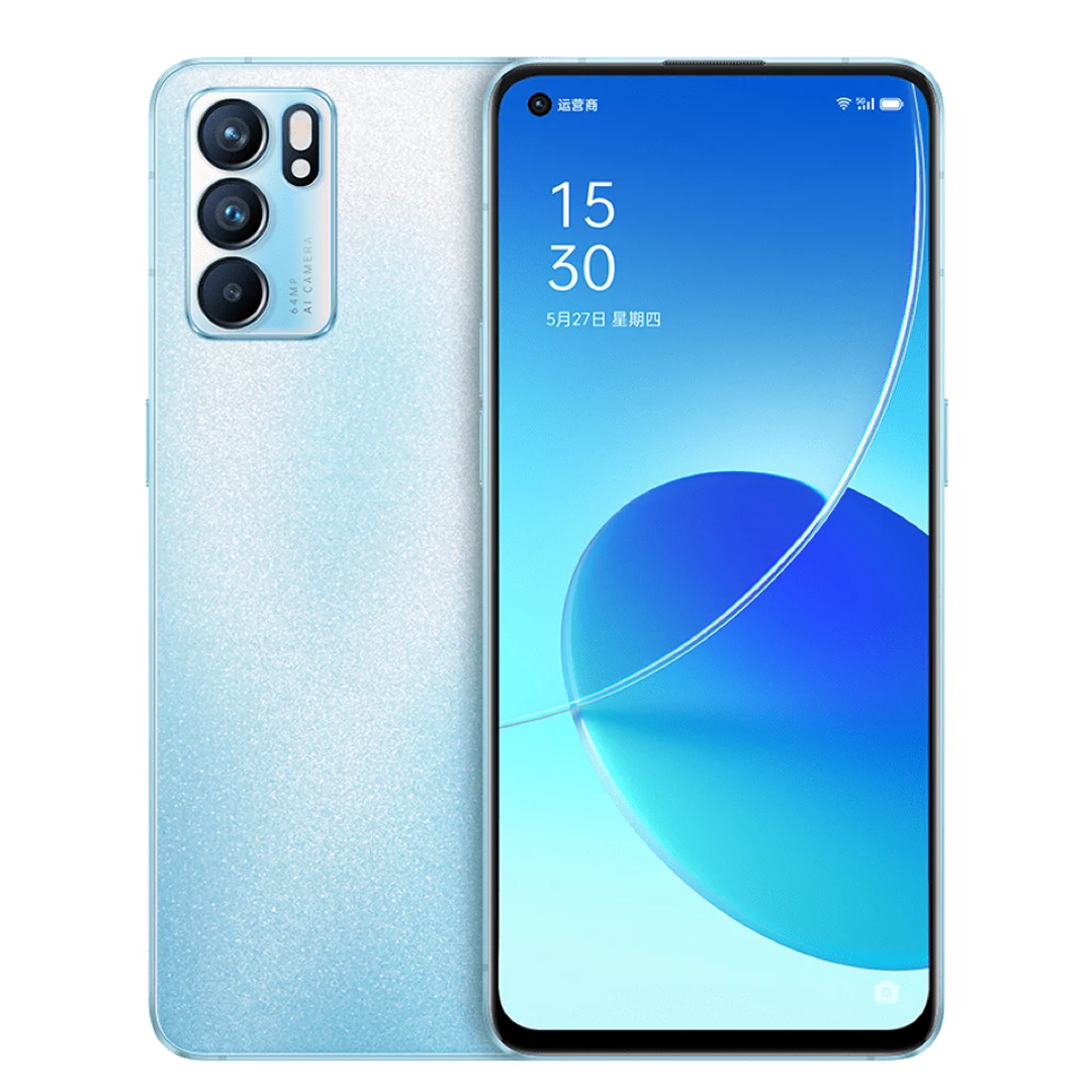 original oppo reno 6 5g mobile phone 6 43inch 8gb 128gb dimensity 900 octa core 64mp rear camera 65w super charge smartphone free global shipping