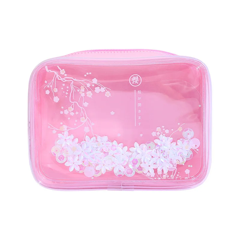 Розовый чехол карандаш Sakura из ПВХ прозрачная ручка с зыбучим песком для девочек