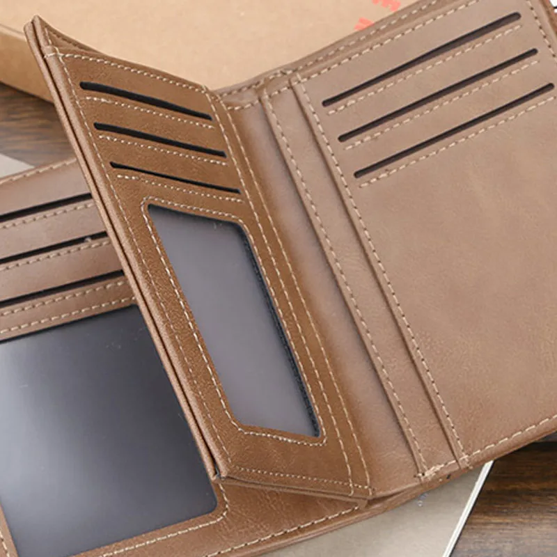 

Men Zipper PU Leather Short Wallet ID Credit Cards Holder Billfold Purse Gifts New