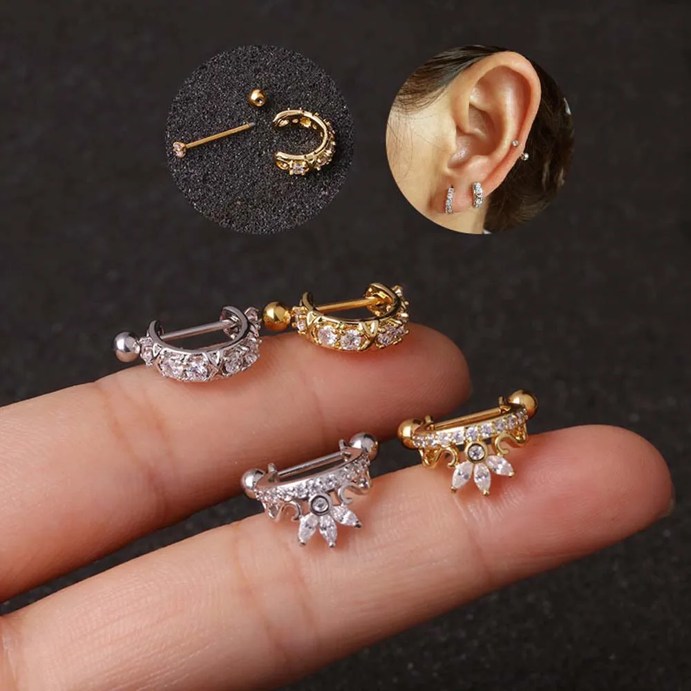 Серьга-штанга из нержавеющей стали с кольцом для Пирсинга Ушей шикарная