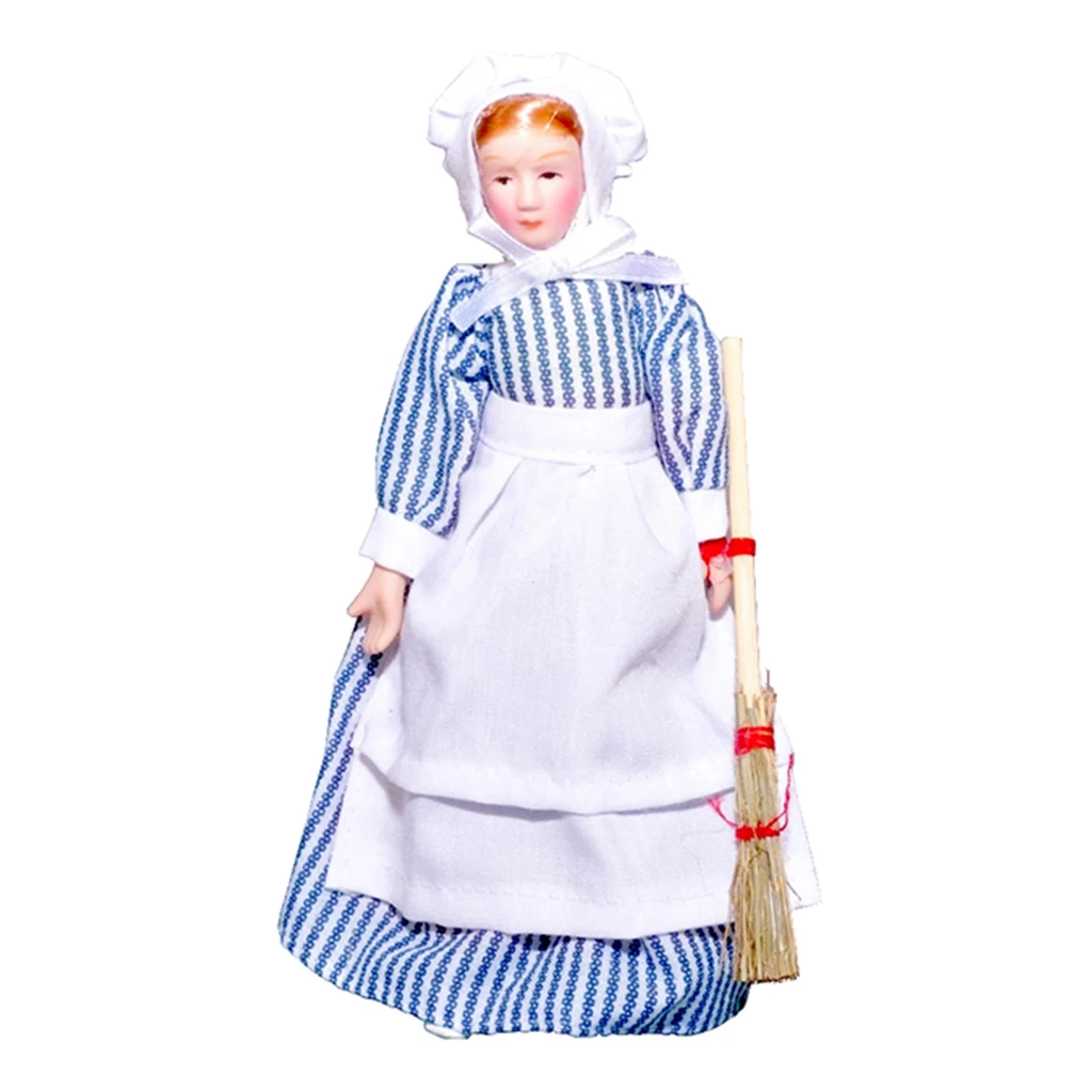 

2 Pieces Antique 1/12 Dollhouse Mini Porcelain Doll Model Girl Boy Kids