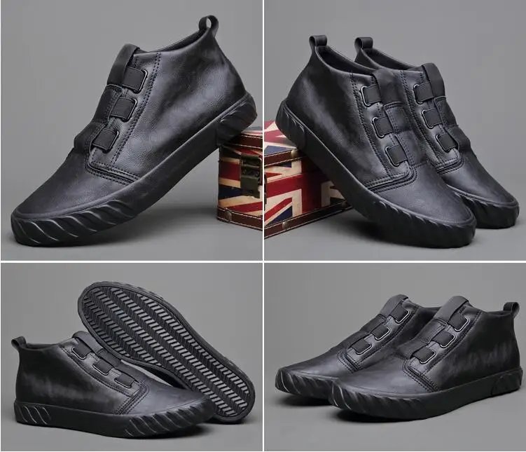 

Nice Autumn New Fashion Men lace-up Leather High Tops Casual Shoes Trend Shoes Cool Loafers