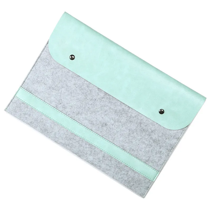 Mint green Модный шерстяной фетровый карман для ноутбука сумка чехол для Macbook Air Pro retina 11 12 13 15 Xiaomi Mi чехол для ноутбука 13,3 - Цвет: Mint green
