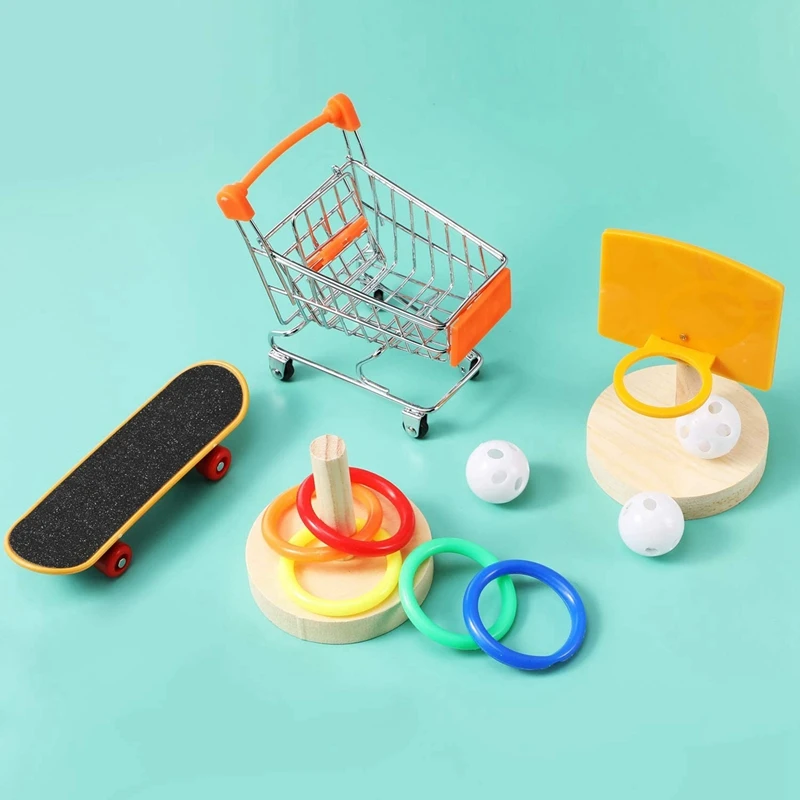 2 Set Pet Toy: 1 Shopping Cart Basketball Stacking Ring Toy &amp Natural Small Animal Activity Chew Toys | Дом и сад