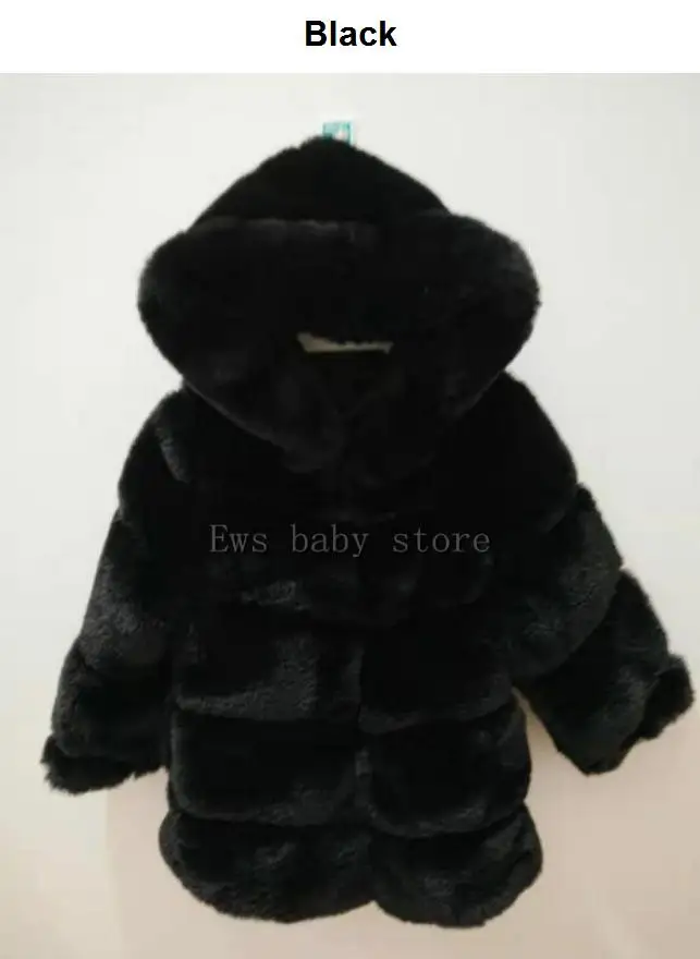 2-8 year Children's Faux Fur Coat Imitation Rex Rabbit Fur Girls Thicker kids Clothing Baby Winter warm Hooded Overcoat Y13