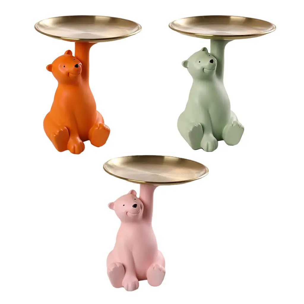 

Nordic Cute Bear Sculpture Bear Statue Jewelry Storage Table Decoration Gift Belt Plate Glasses Tray Home Art Statue Ornament