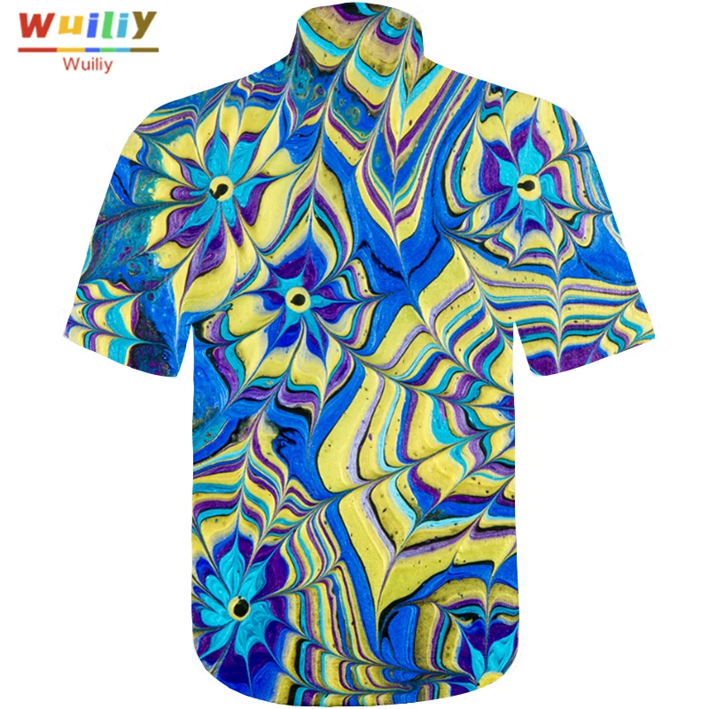

Men's Graphic Mural Button Down Shirts Novelty Beach 3D Pattern Summer Hawaiian Tops Fashion Shirt