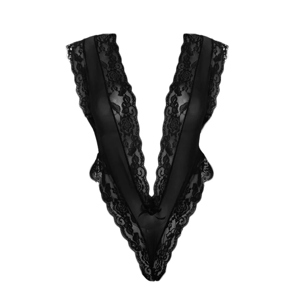 

Temptation Women Sexy Lingerie Solid Lace V-neck Sleepwear Porno Babydolls Erotic Underwear Black Sissy Lingerie Langerie Mujer
