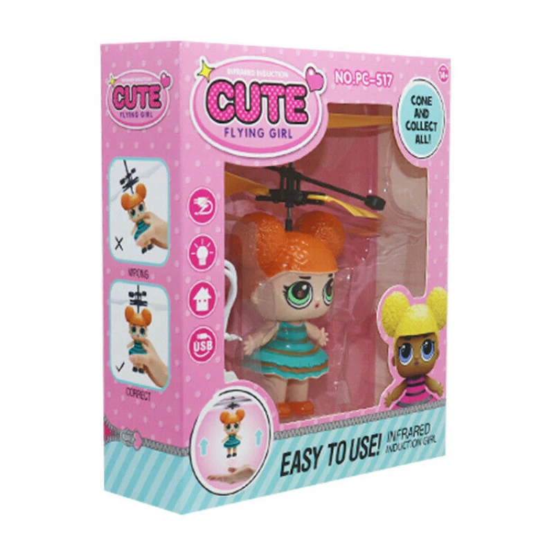 

Induction Fairy Magical Princess Dolls infrared Light Suspension Flying doll toys mini RC drone Girl Children's Gift Figure Toys