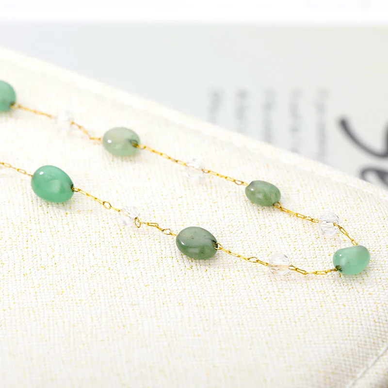 Irregular Clear Stone Necklace For Girl Stainless Steel Link Chain Green Color Transparent Pendant 2020 Wedding Gifts | Украшения и