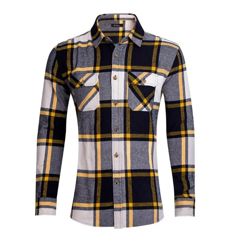 Весенние мужские рубашки с длинным рукавом Slim Fit Мужские повседневные рубашки фланелевая Хлопковая мужская клетчатая рубашка Теплая мужская рубашка s Check Eu/Us размер W