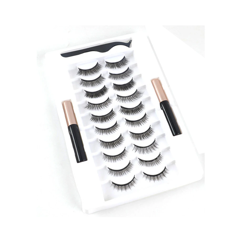 

Magnetic Eyelashes Waterproof Magnetic Eyeliner And Tweezers With Natural Look Reusable False Lashes No Glue Need