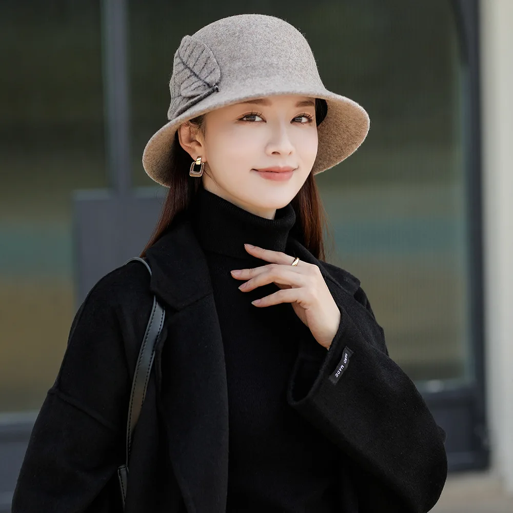 

The New 2022 Pure Color Bowknot Mother Aunt mother-in-law Basin Of Pure Rabbit Fur Cap Outdoor Thermal Fisherman Hat Luxury Cash