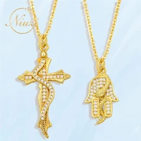 fashion fine womens chain necklaces gold color cross love heart pendants necklaces female teens vintage aesthetic neck jewelry
