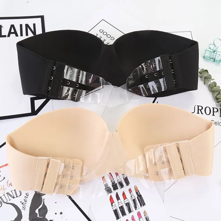 Черный хаки цвет без бретелек Свадебный бюстгальтер для женщин с глубоким