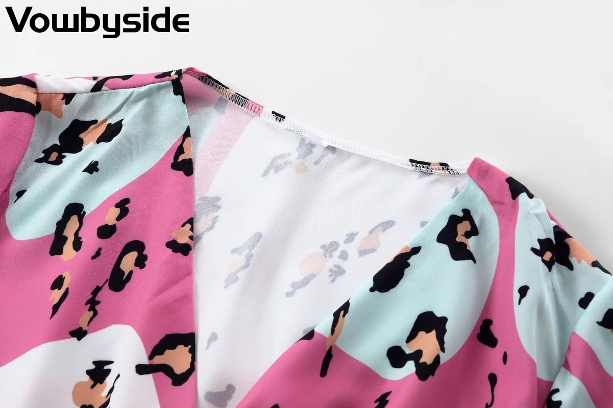 

Leopard Print Casual Fashion Summer Women's Dress Half Sleeve V-neck A-line Dress