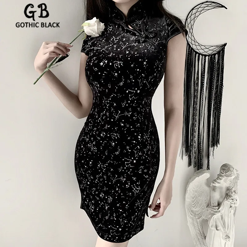 Женское винтажное мини-платье Gothblck облегающее платье с воротником-стойкой