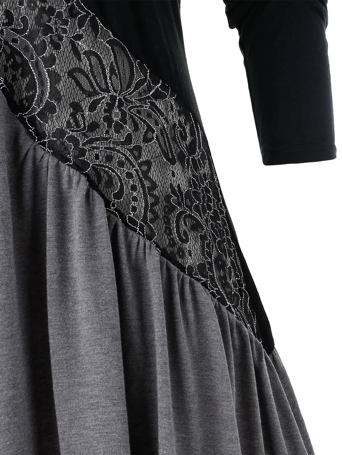 ROSEGAL размера плюс кружевная панель хомут шеи Асимметричная Туника тройник для