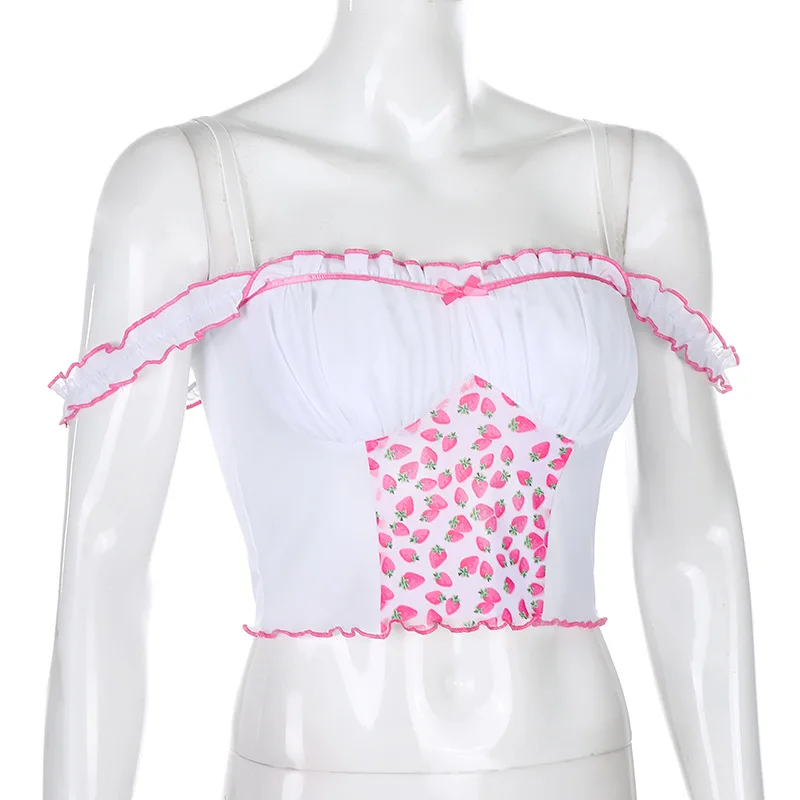 Summer Fashion Bow lace stitching Sexy Floral Camisole women