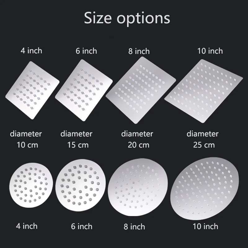 

4"/6"/8" Luxury Stainless Steel Large Rainfall Shower Head Bathroom Showerhead Hand Held Shower head rain shower