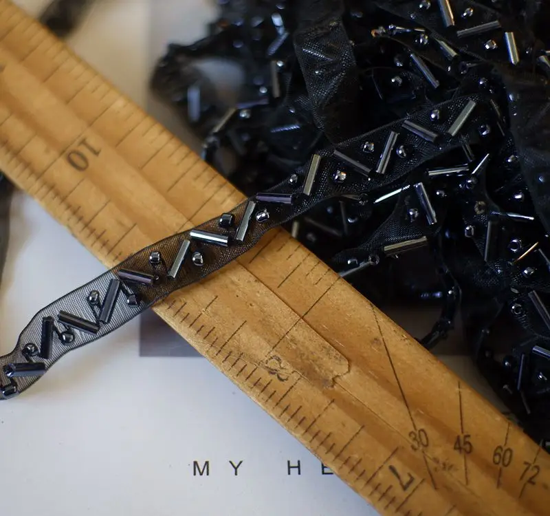 3 ярда цена 1 см широкая сетка бисером ручной работы сшитые Кружева Аксессуары