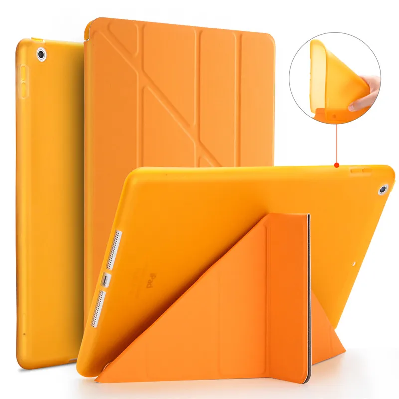 Для iPad Pro 9,7 чехол из искусственной кожи ТПУ Мягкая задняя крышка для iPad Pro 9,7 A1673 A1674 A1675 ультра тонкий флип-чехол Smart Cover - Цвет: Orange
