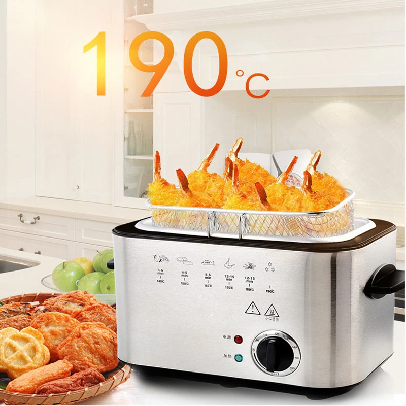 

220V 1200W Air Fryer Household Electric Fry Smokeless Multifunction Fried Chicken Legs Potato Stainless steel frying 1.5L