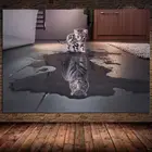 Тигр и Кот оппозиции мечта холст картина плакат и принты настенное Искусство Животные декор для гостиной спальни Куадрос без рамки