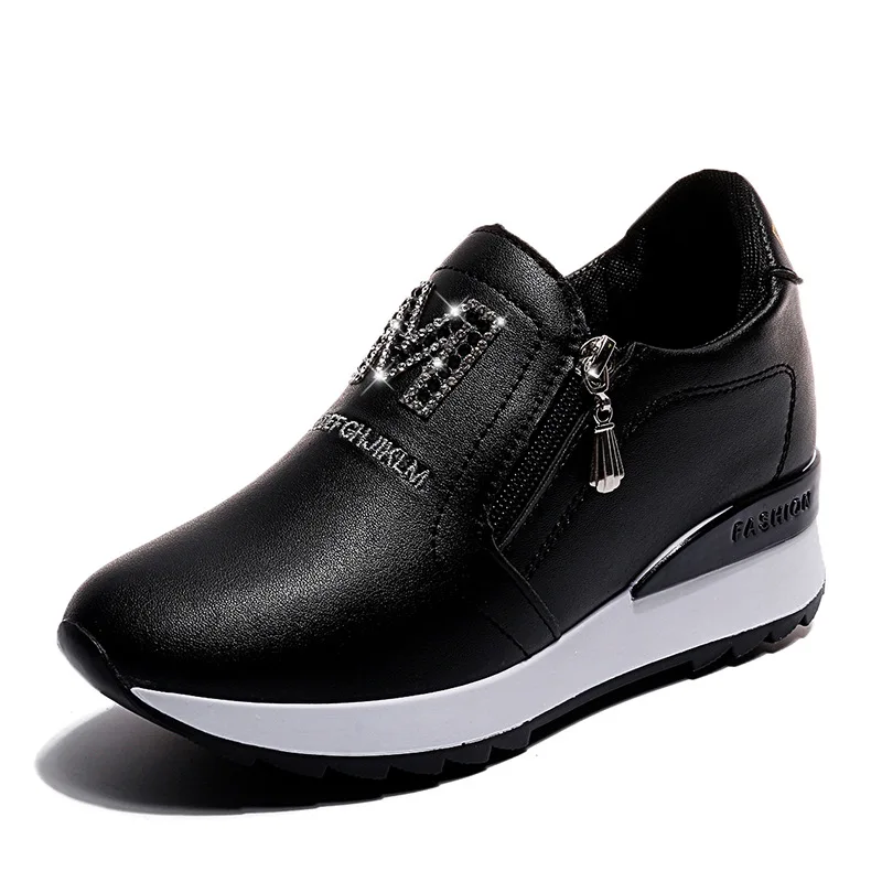 

2020 Platform Wedges Women's Sneakers Spring High Quality Rhinestone Mesh Breathable Increased Women's Shoes Casual Shoes